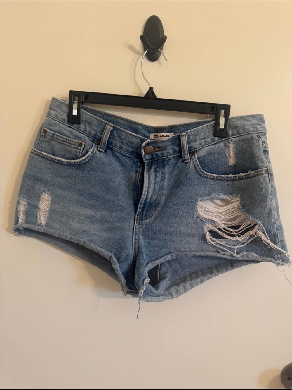 Billabong Light Blue Ripped Denim Cutoff Shorts
